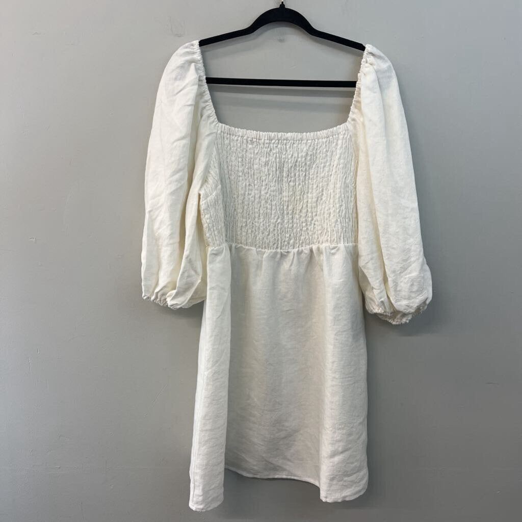Tuckernuck White Puff Sleeve Smocked Top Dress XXL