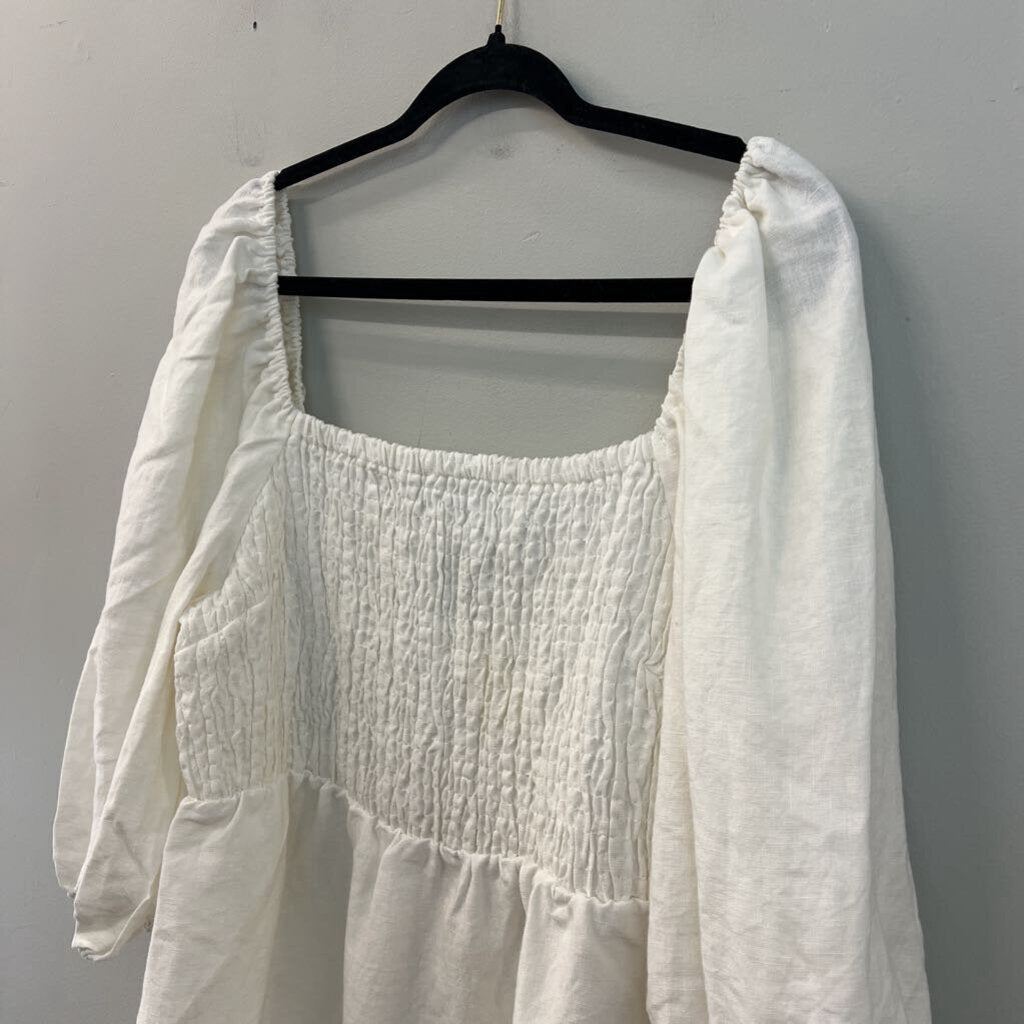 Tuckernuck White Puff Sleeve Smocked Top Dress XXL