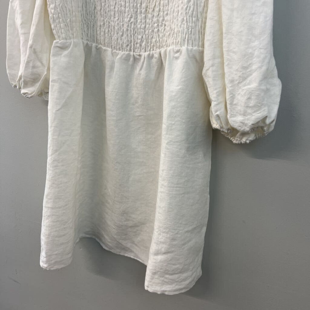Tuckernuck White Puff Sleeve Smocked Top Dress XXL