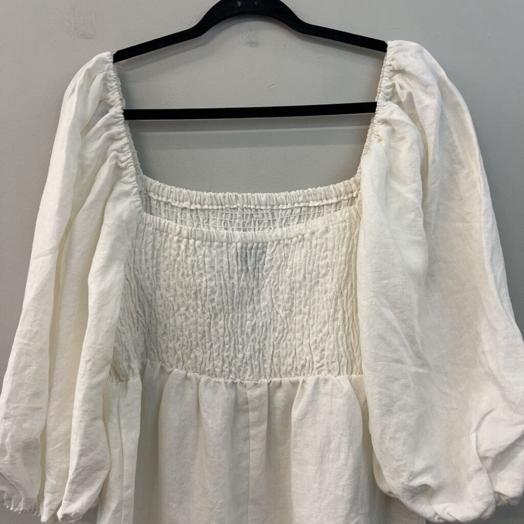 Tuckernuck White Puff Sleeve Smocked Top Dress XXL
