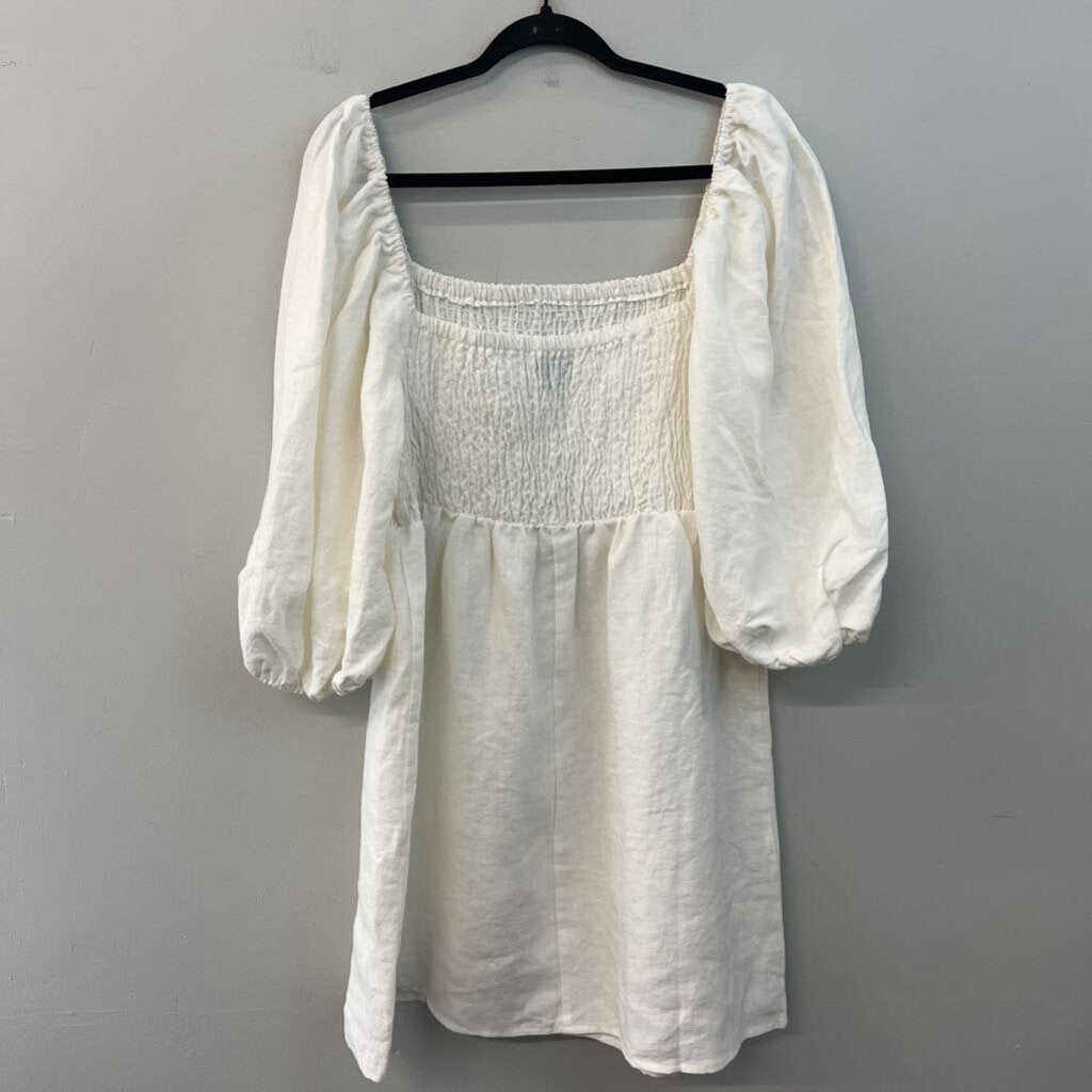 Tuckernuck White Puff Sleeve Smocked Top Dress XXL