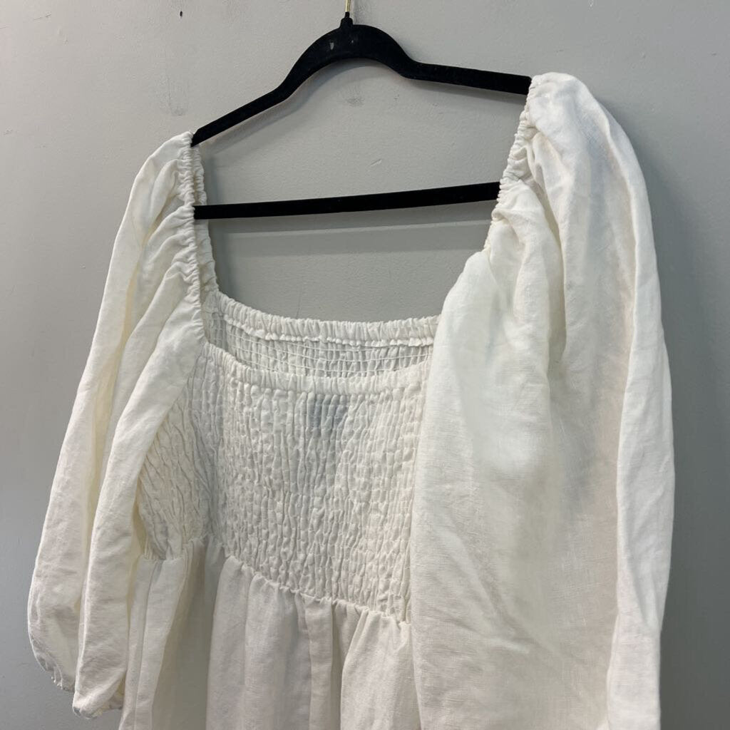 Tuckernuck White Puff Sleeve Smocked Top Dress XXL