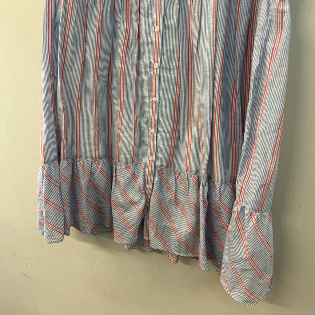 Lilla P Blue/ Red Striped Button Front Dress Small