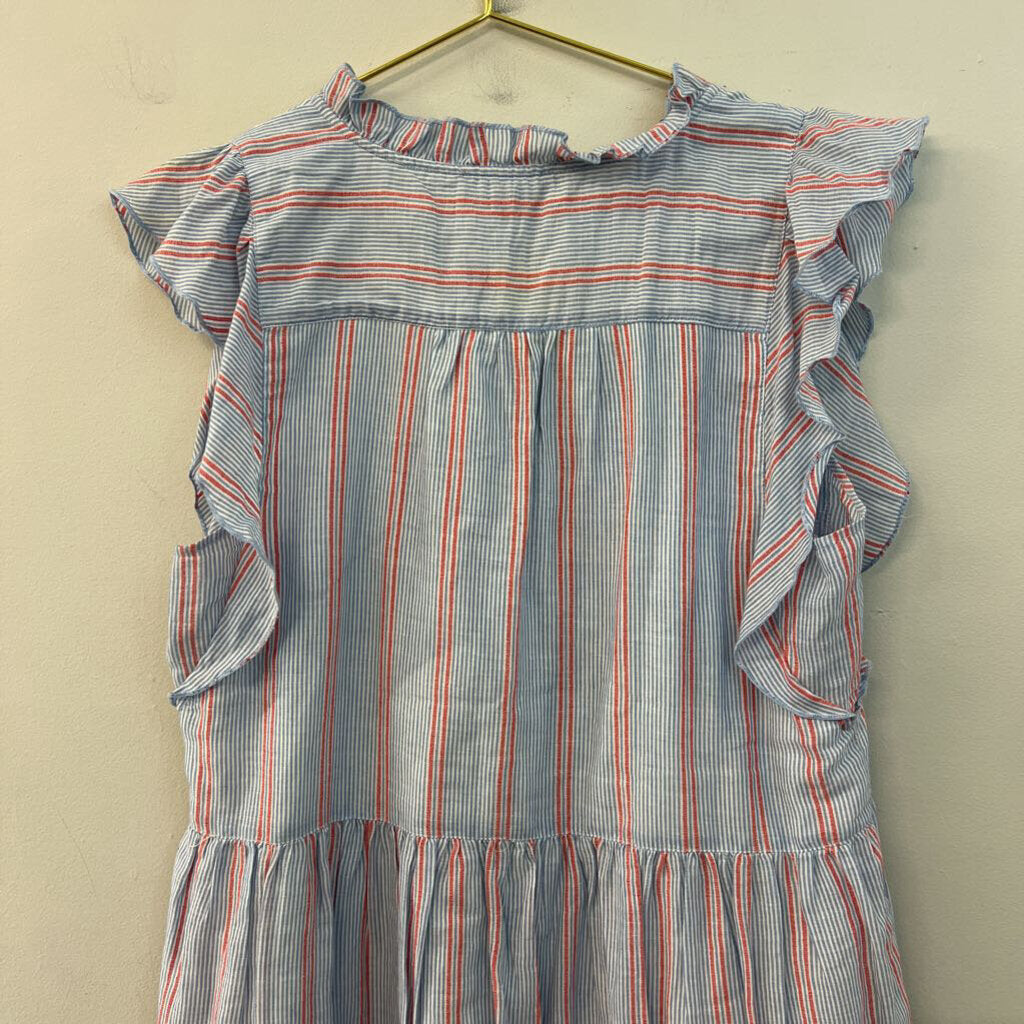 Lilla P Blue/ Red Striped Button Front Dress Small