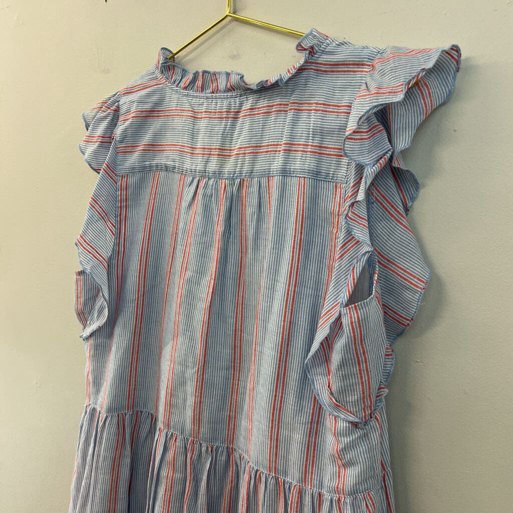 Lilla P Blue/ Red Striped Button Front Dress Small