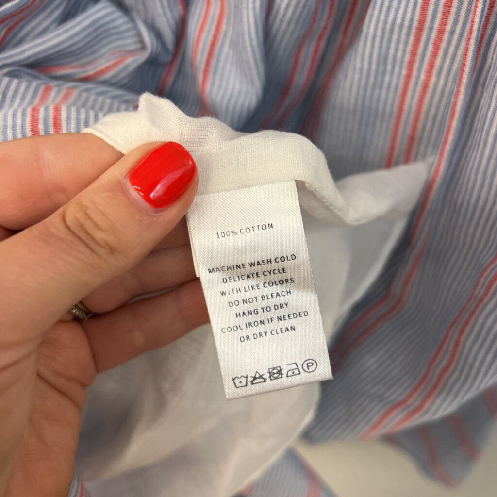 Lilla P Blue/ Red Striped Button Front Dress Small