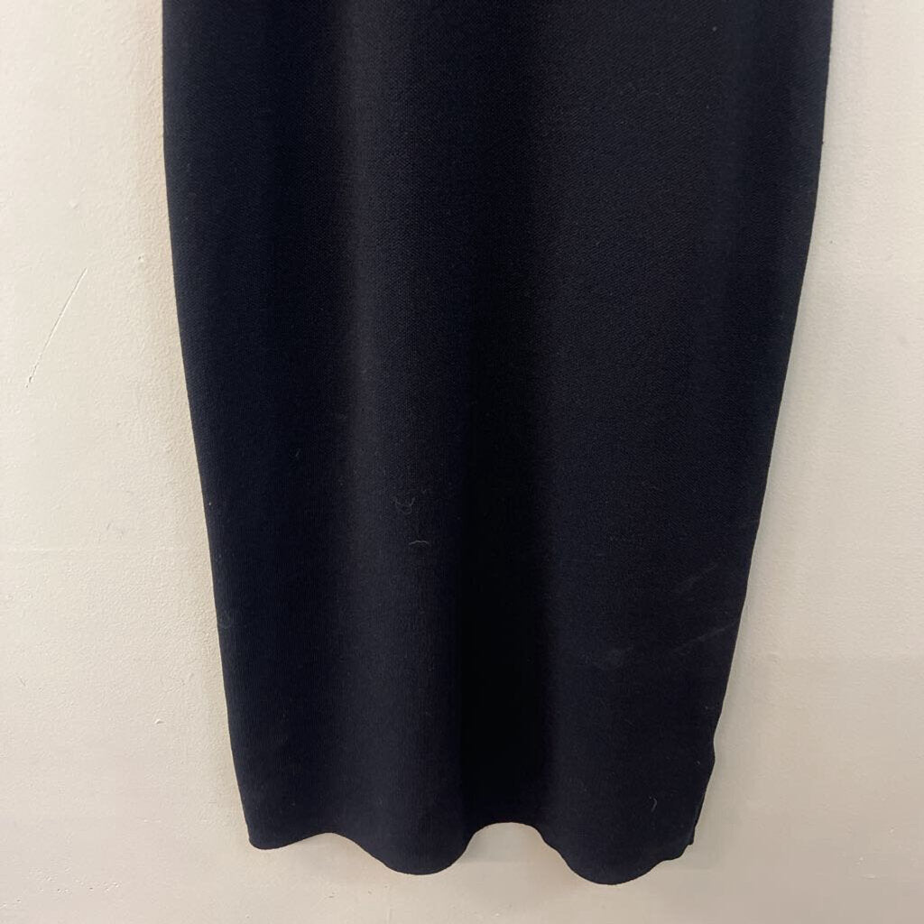 Rachel Zoe Black/ White Trim Knit Fitted Midi Dress Small
