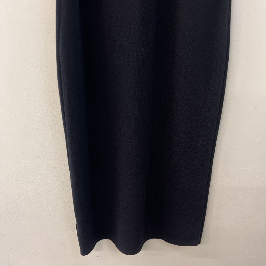 Rachel Zoe Black/ White Trim Knit Fitted Midi Dress Small