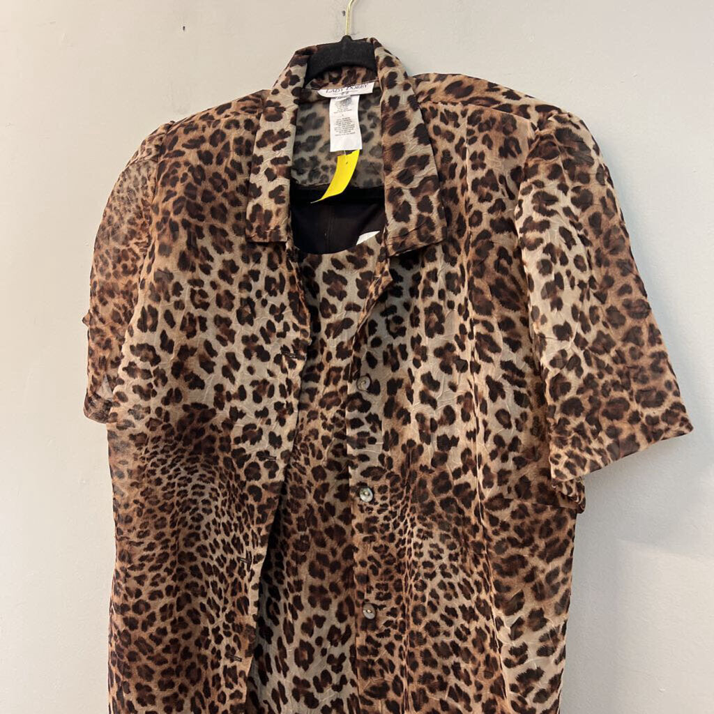 Lady Dorby Brown Cheetah Print Maxi Dress With Jacket 18W