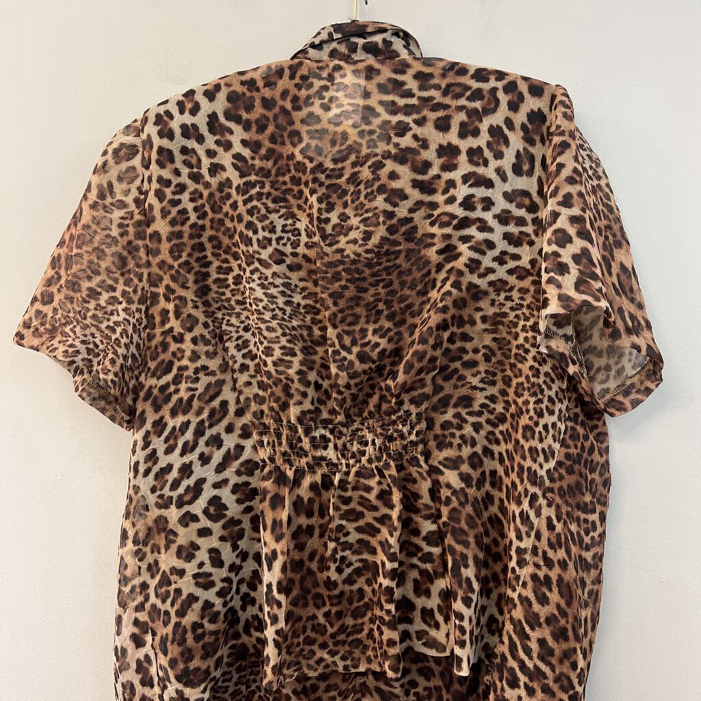 Lady Dorby Brown Cheetah Print Maxi Dress With Jacket 18W