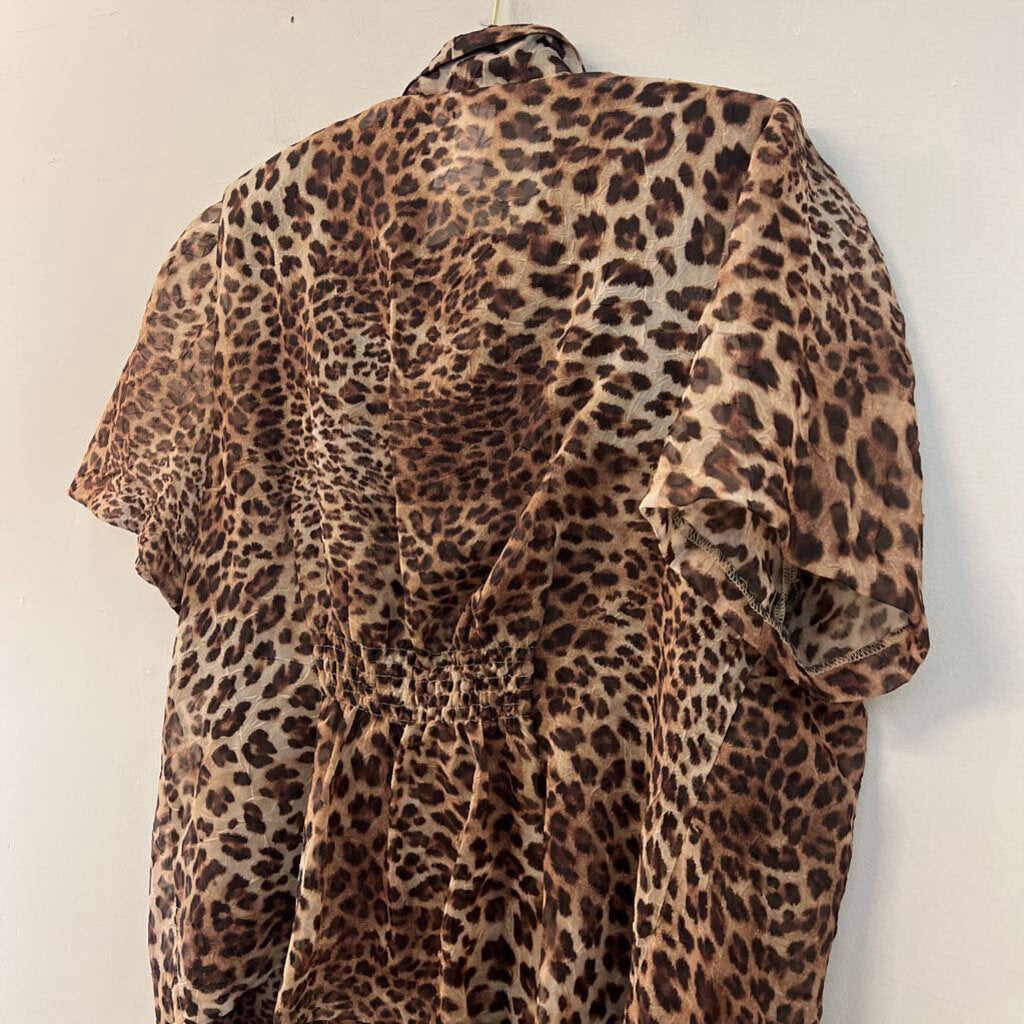 Lady Dorby Brown Cheetah Print Maxi Dress With Jacket 18W