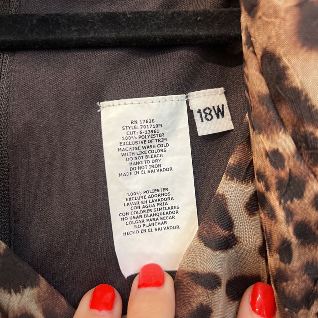 Lady Dorby Brown Cheetah Print Maxi Dress With Jacket 18W