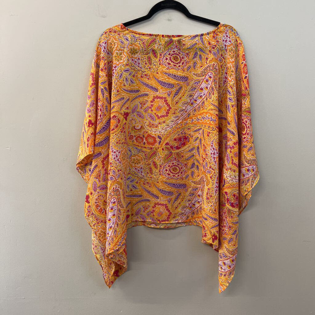 Susan Graver Yellow/ Multi Short Sleeve Top 1X