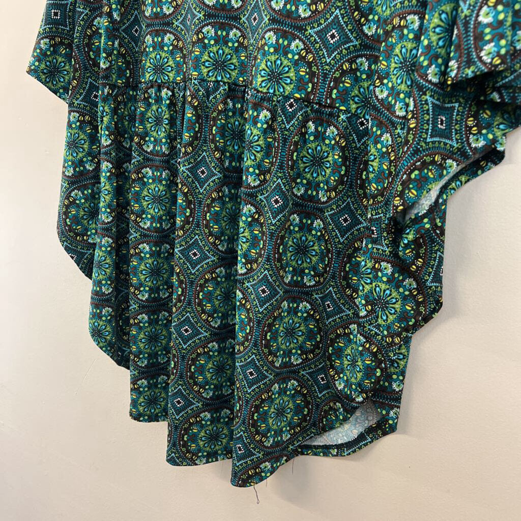 Kim Rogers Green Print Short Sleeve Top 1X