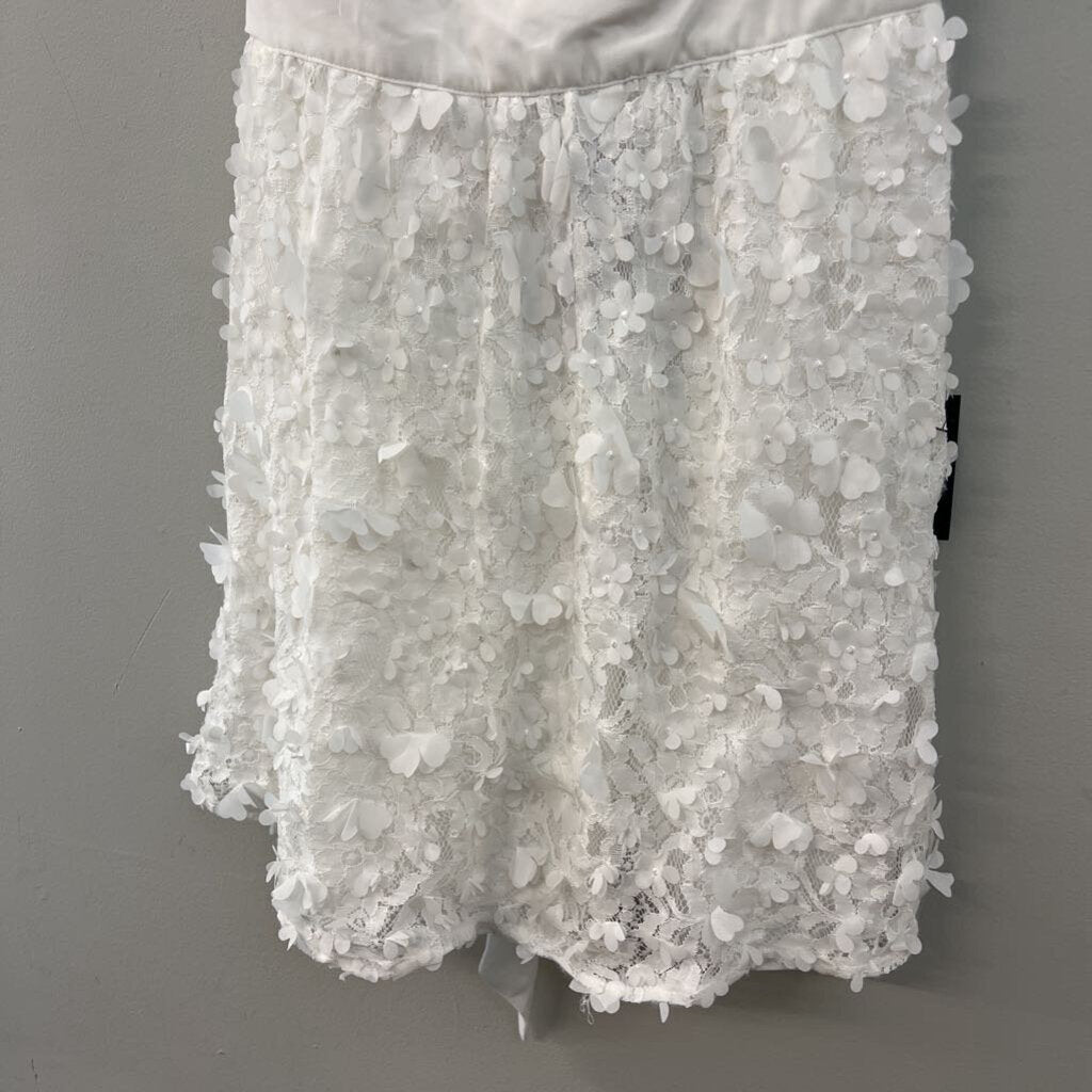 Lulus White 3D Flower V Neck Dress Large
