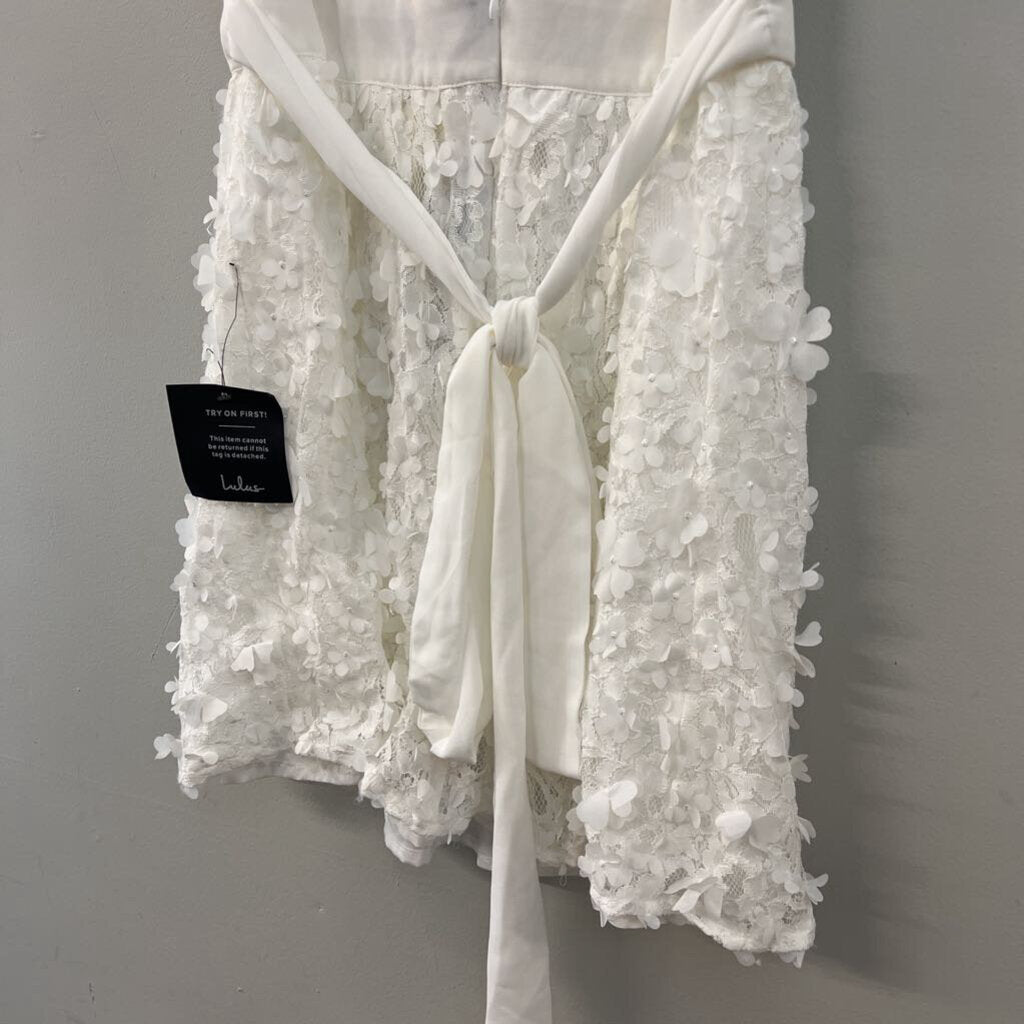 Lulus White 3D Flower V Neck Dress Large
