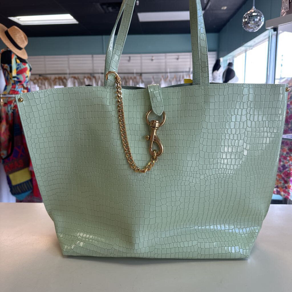 Rebecca Minkoff Green Megan Croc Embossed Leather Purse