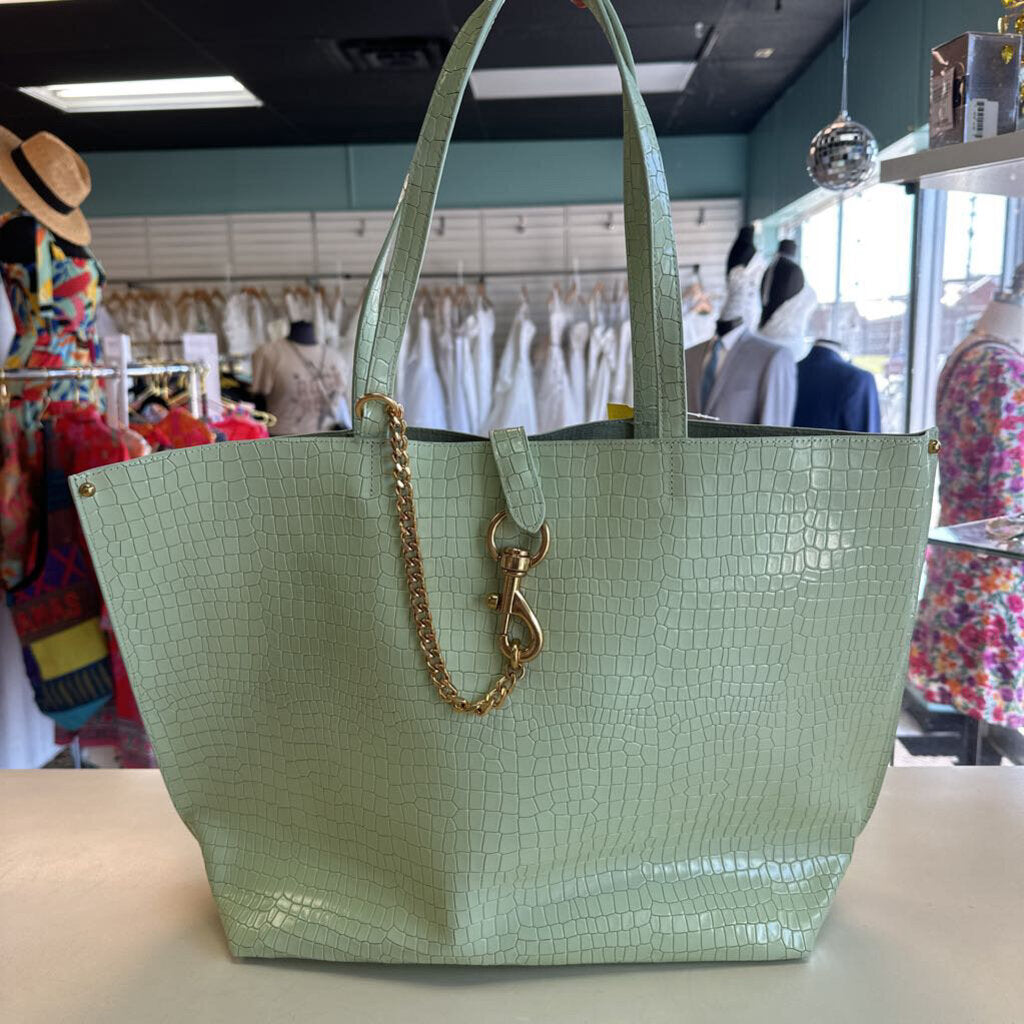Rebecca Minkoff Green Megan Croc Embossed Leather Purse
