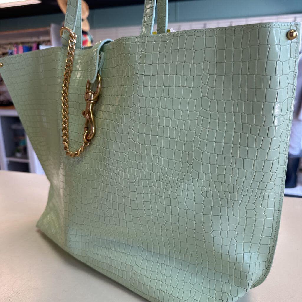 Rebecca Minkoff Green Megan Croc Embossed Leather Purse