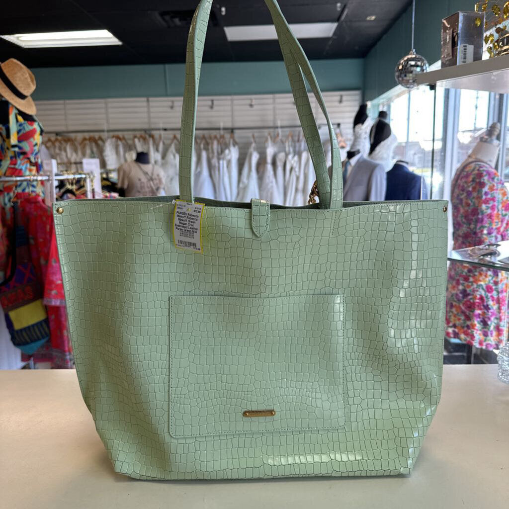 Rebecca Minkoff Green Megan Croc Embossed Leather Purse