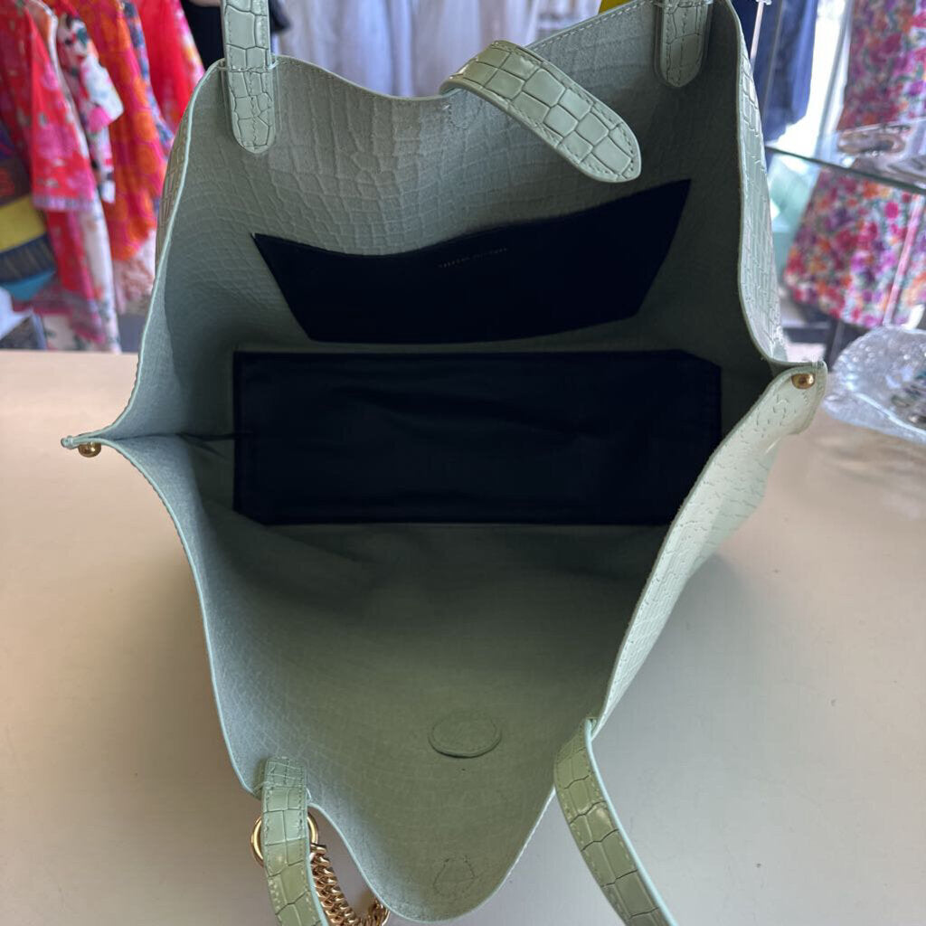 Rebecca Minkoff Green Megan Croc Embossed Leather Purse
