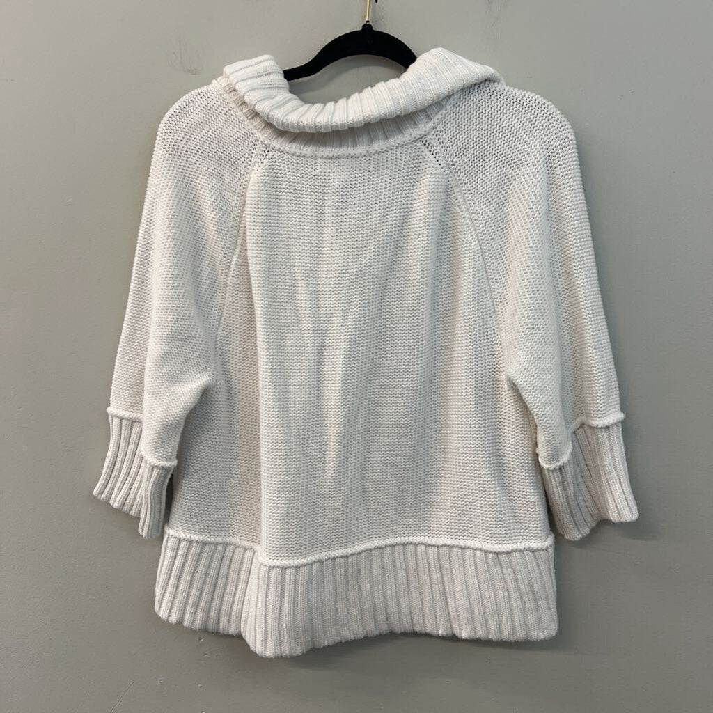 Eddie Bauer White Knit Short Sleeve Zip Up Sweater Extra Large