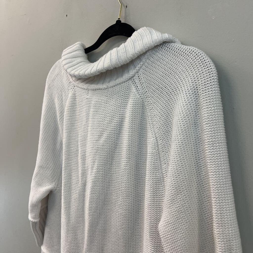 Eddie Bauer White Knit Short Sleeve Zip Up Sweater Extra Large