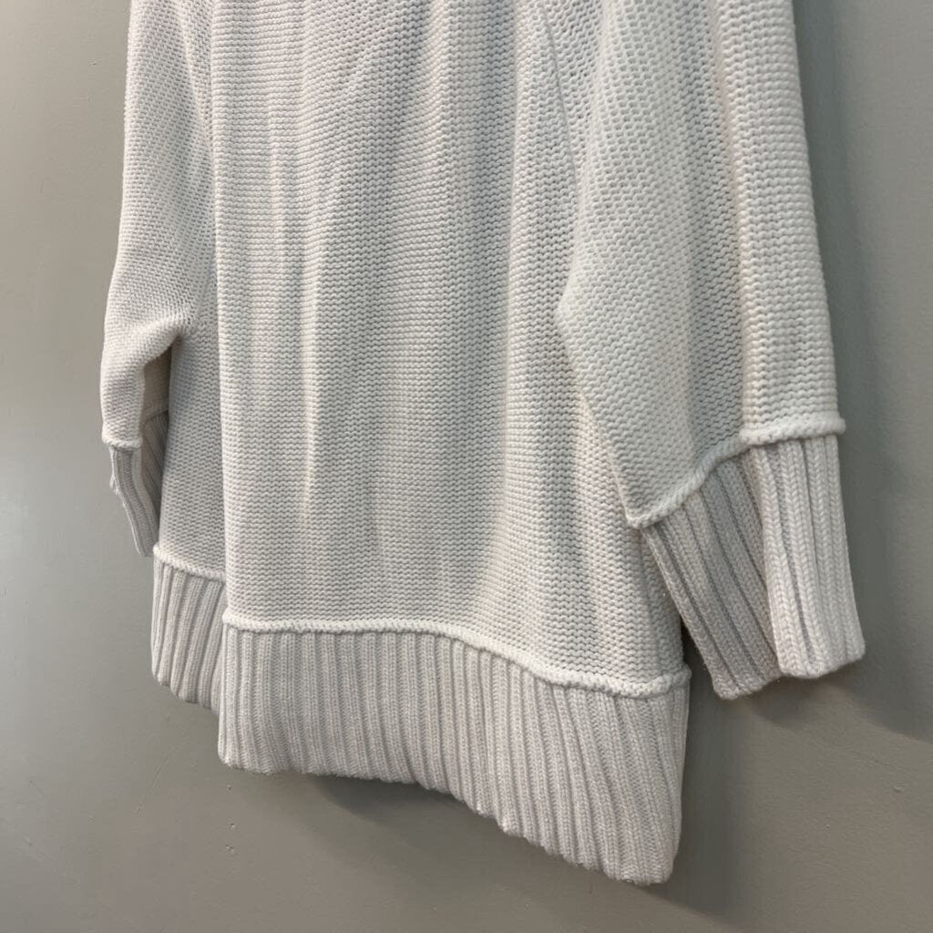 Eddie Bauer White Knit Short Sleeve Zip Up Sweater Extra Large