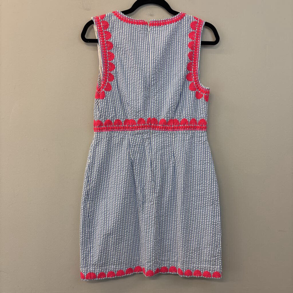 Vineyard Vines Blue/ White Striped Pink Embroidered Tank Dress 6