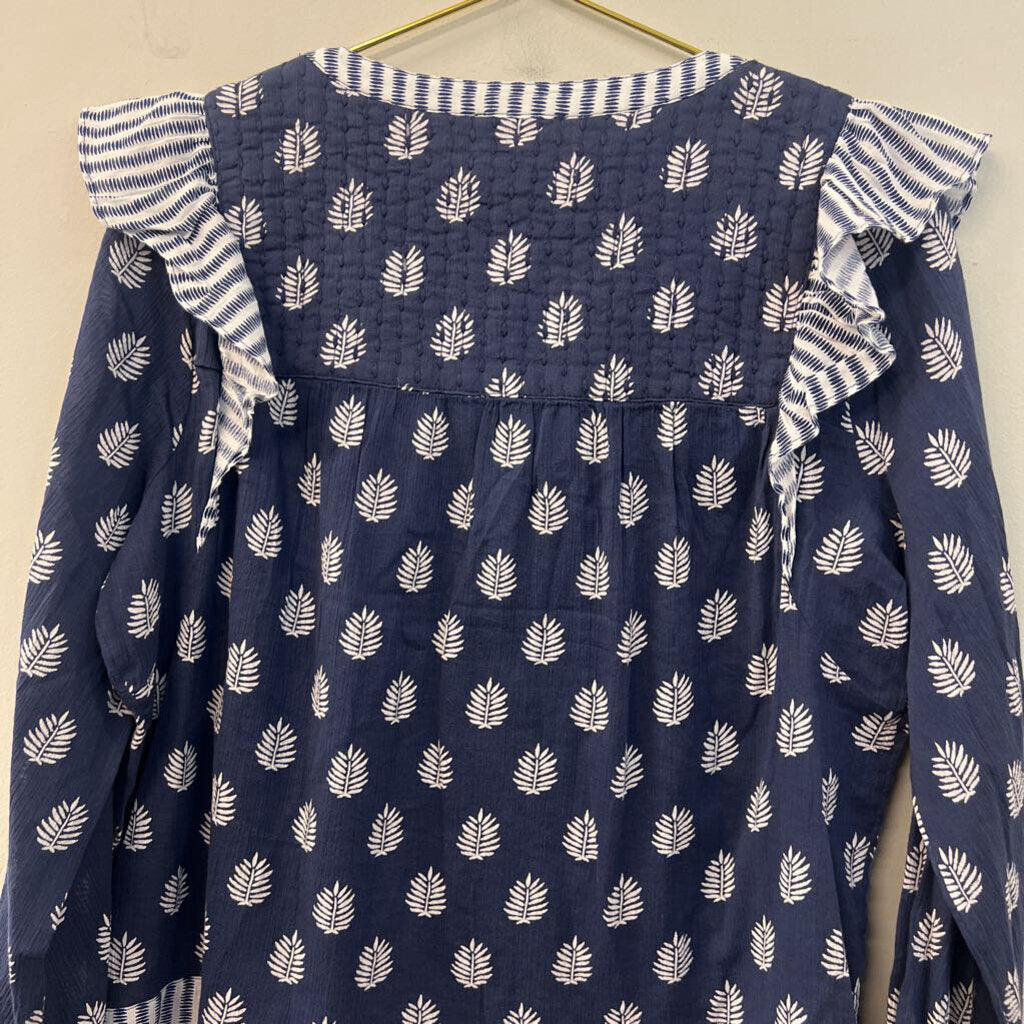 Vineyard Vines Navy/ White Print Long Sleeve Top Medium