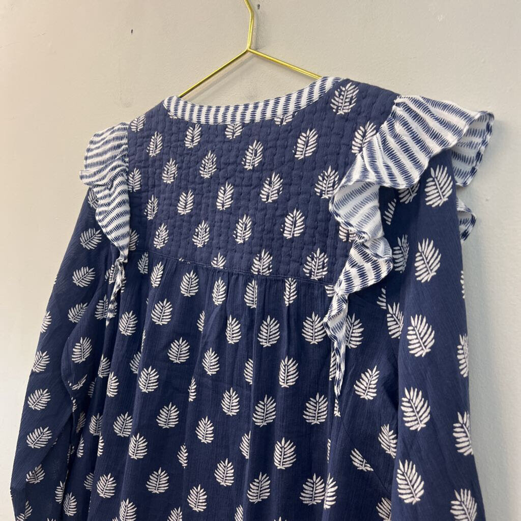 Vineyard Vines Navy/ White Print Long Sleeve Top Medium