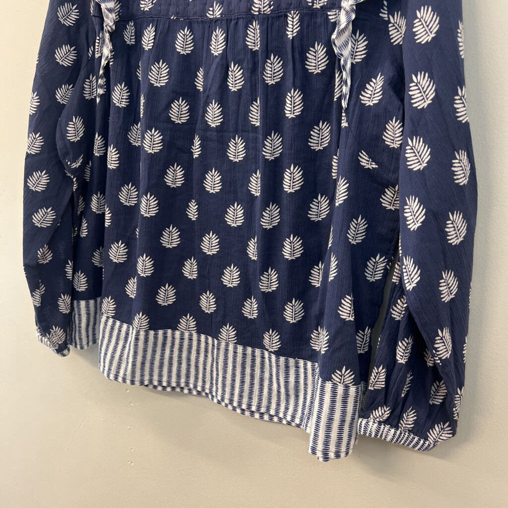 Vineyard Vines Navy/ White Print Long Sleeve Top Medium