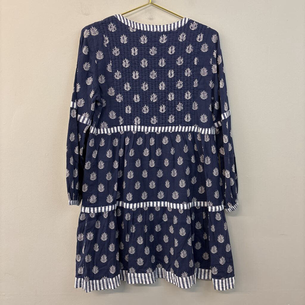 Vineyard Vines Navy/ White Print Long Sleeve Dress Small
