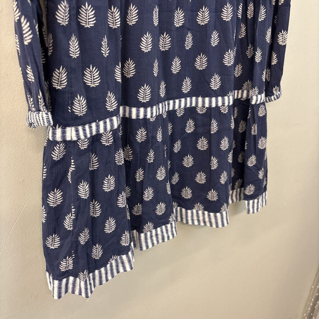 Vineyard Vines Navy/ White Print Long Sleeve Dress Small