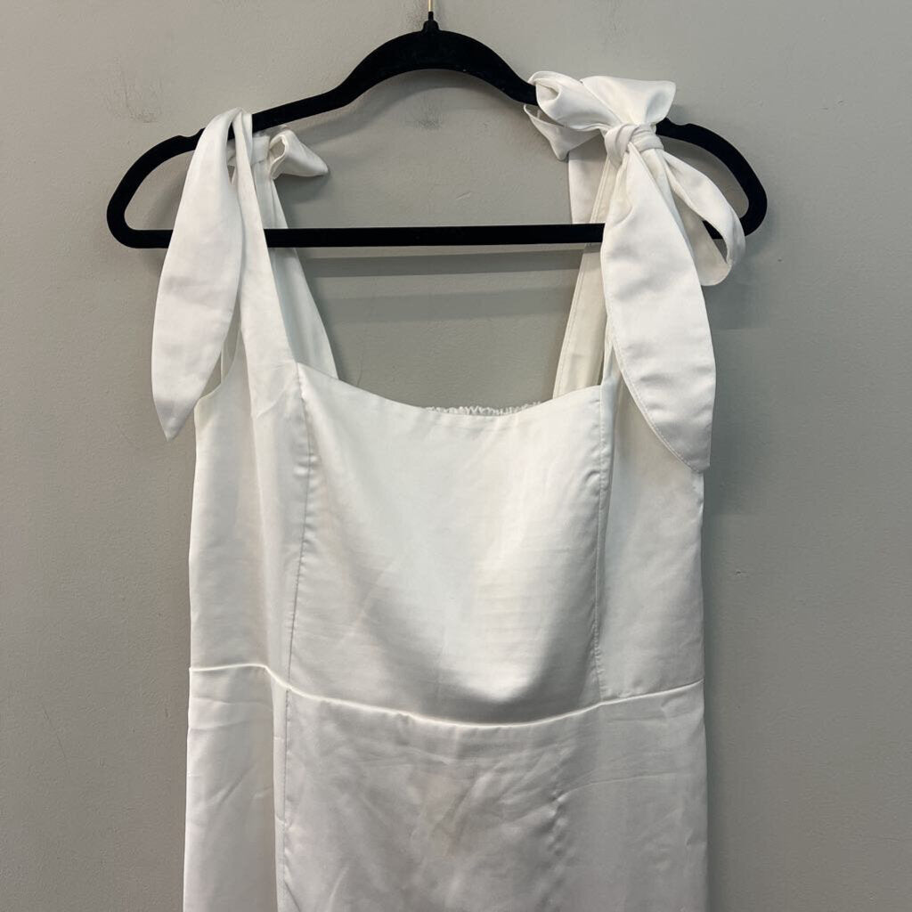 Show Me Your Mumu White Silky Tie Strap Maxi Dress Large
