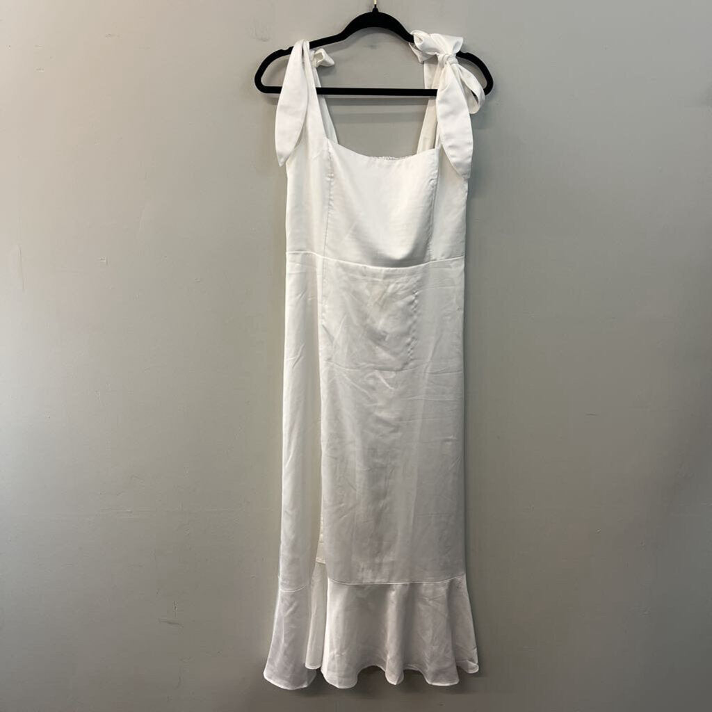 Show Me Your Mumu White Silky Tie Strap Maxi Dress Large