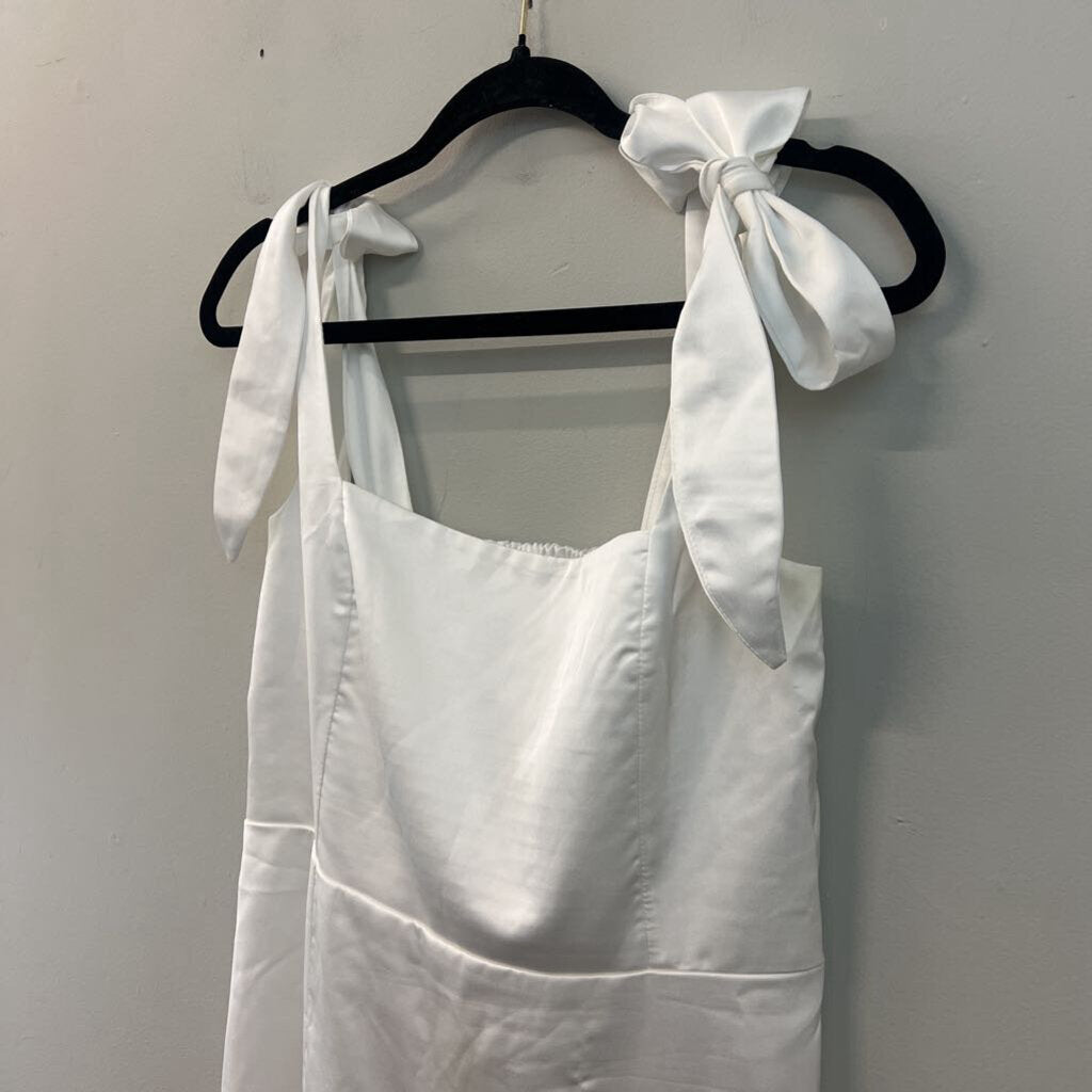 Show Me Your Mumu White Silky Tie Strap Maxi Dress Large