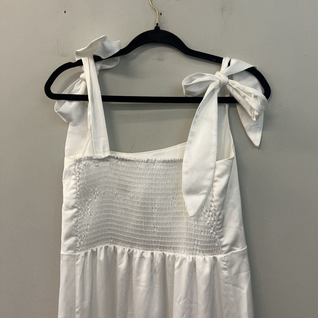 Show Me Your Mumu White Silky Tie Strap Maxi Dress Large