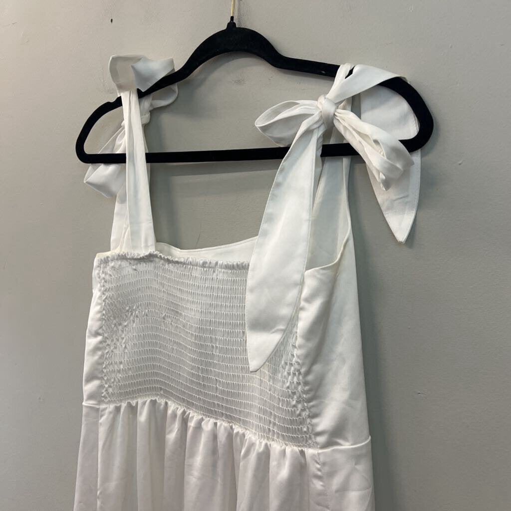 Show Me Your Mumu White Silky Tie Strap Maxi Dress Large