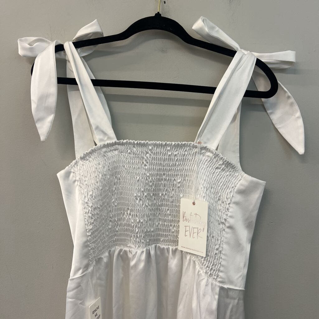 Show Me Your Mumu White Silky Tie Strap Maxi Dress Extra Large