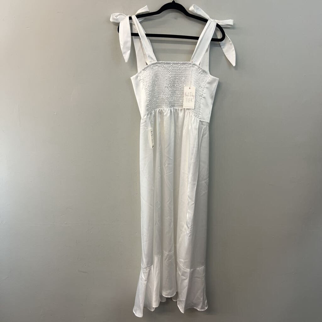 Show Me Your Mumu White Silky Tie Strap Maxi Dress Extra Large