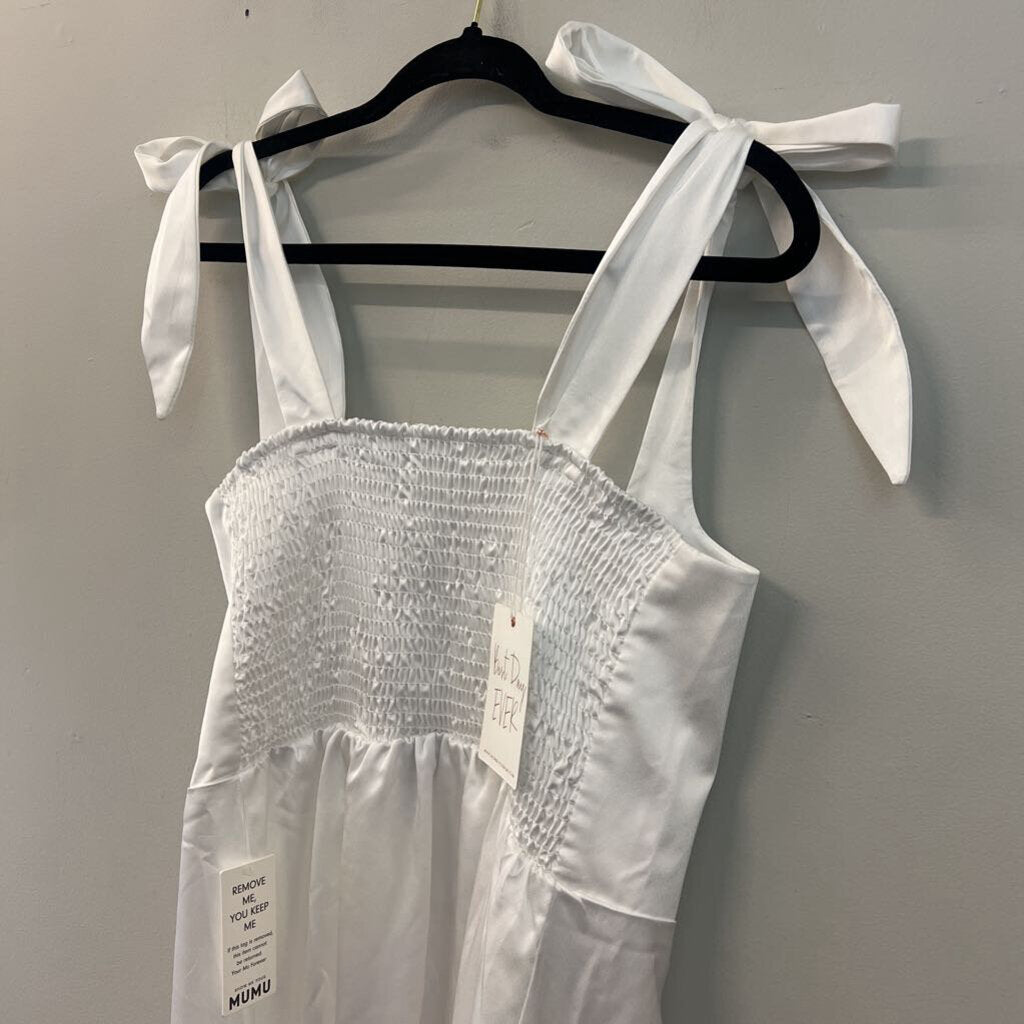 Show Me Your Mumu White Silky Tie Strap Maxi Dress Extra Large