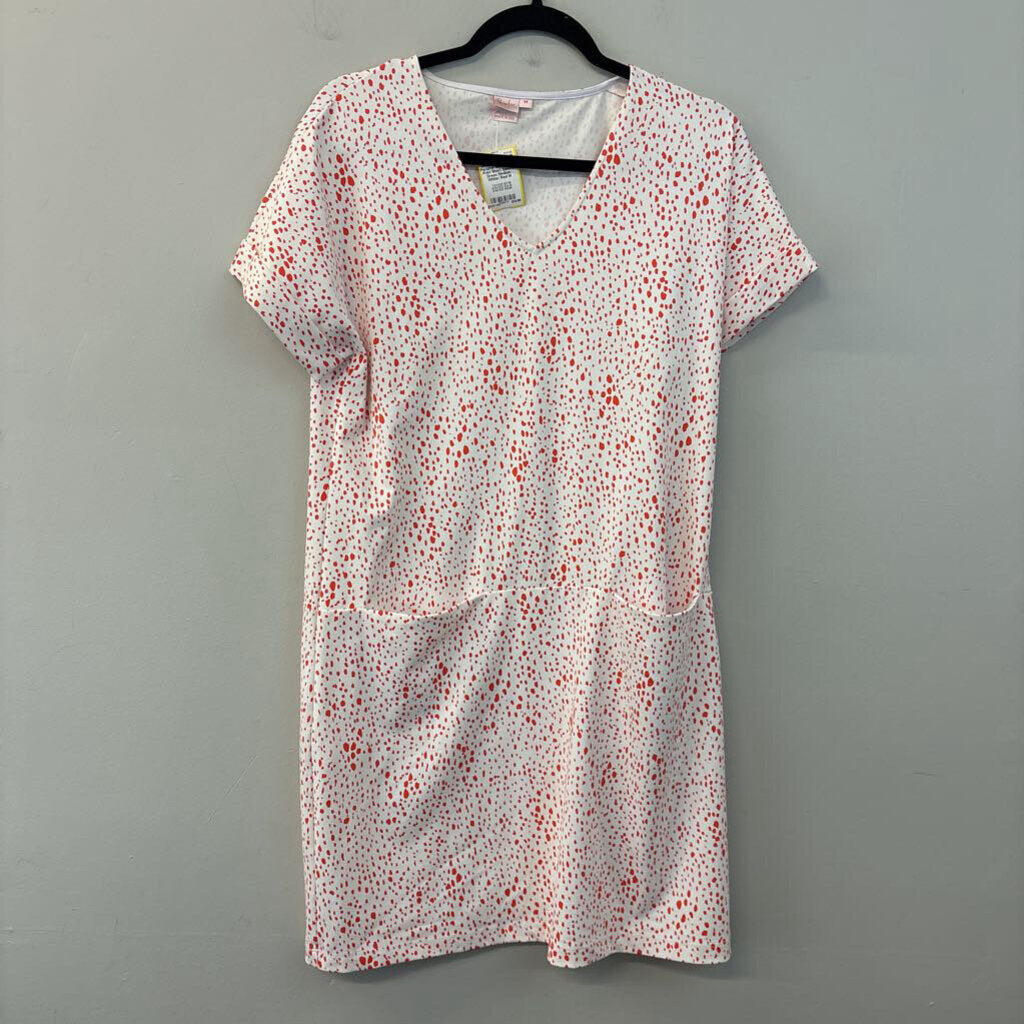 Persifor White/ Red Print Short Sleeve Dress Medium