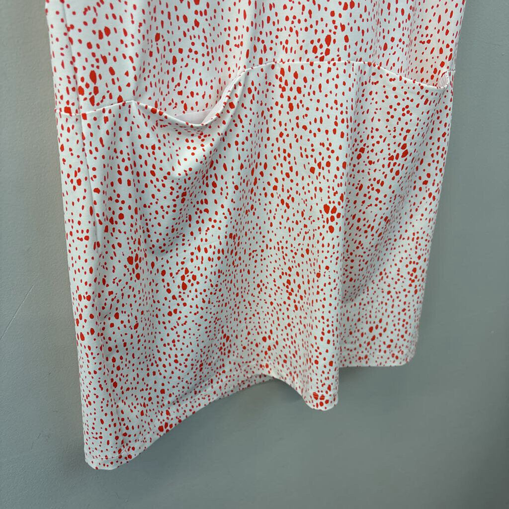 Persifor White/ Red Print Short Sleeve Dress Medium