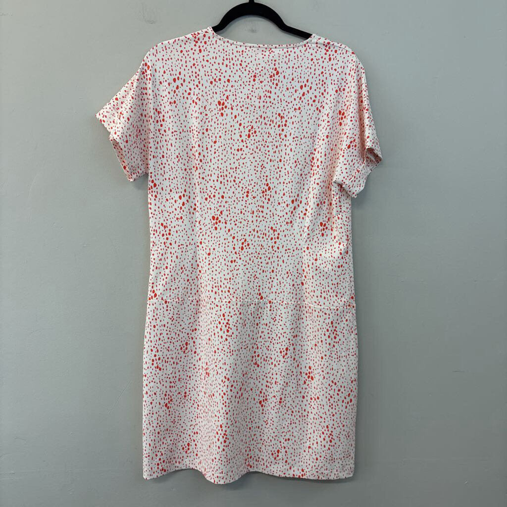 Persifor White/ Red Print Short Sleeve Dress Medium