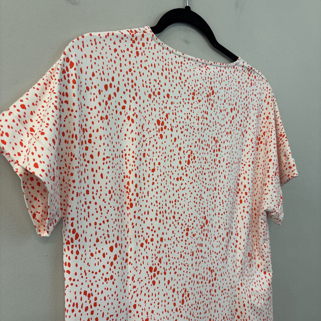 Persifor White/ Red Print Short Sleeve Dress Medium