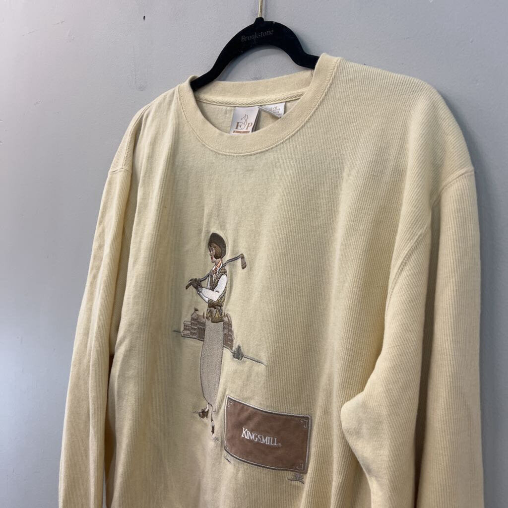 EP Pro Yellow Embroidered Golf Long Sleeve Pullover Large