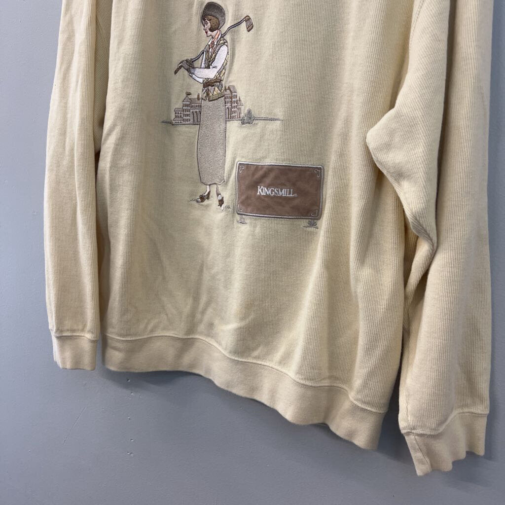 EP Pro Yellow Embroidered Golf Long Sleeve Pullover Large