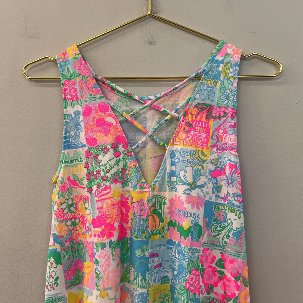 Lilly Pulitzer Pink/ Multi Print Tank Dress Extra Small