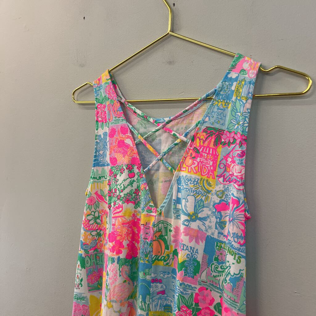 Lilly Pulitzer Pink/ Multi Print Tank Dress Extra Small
